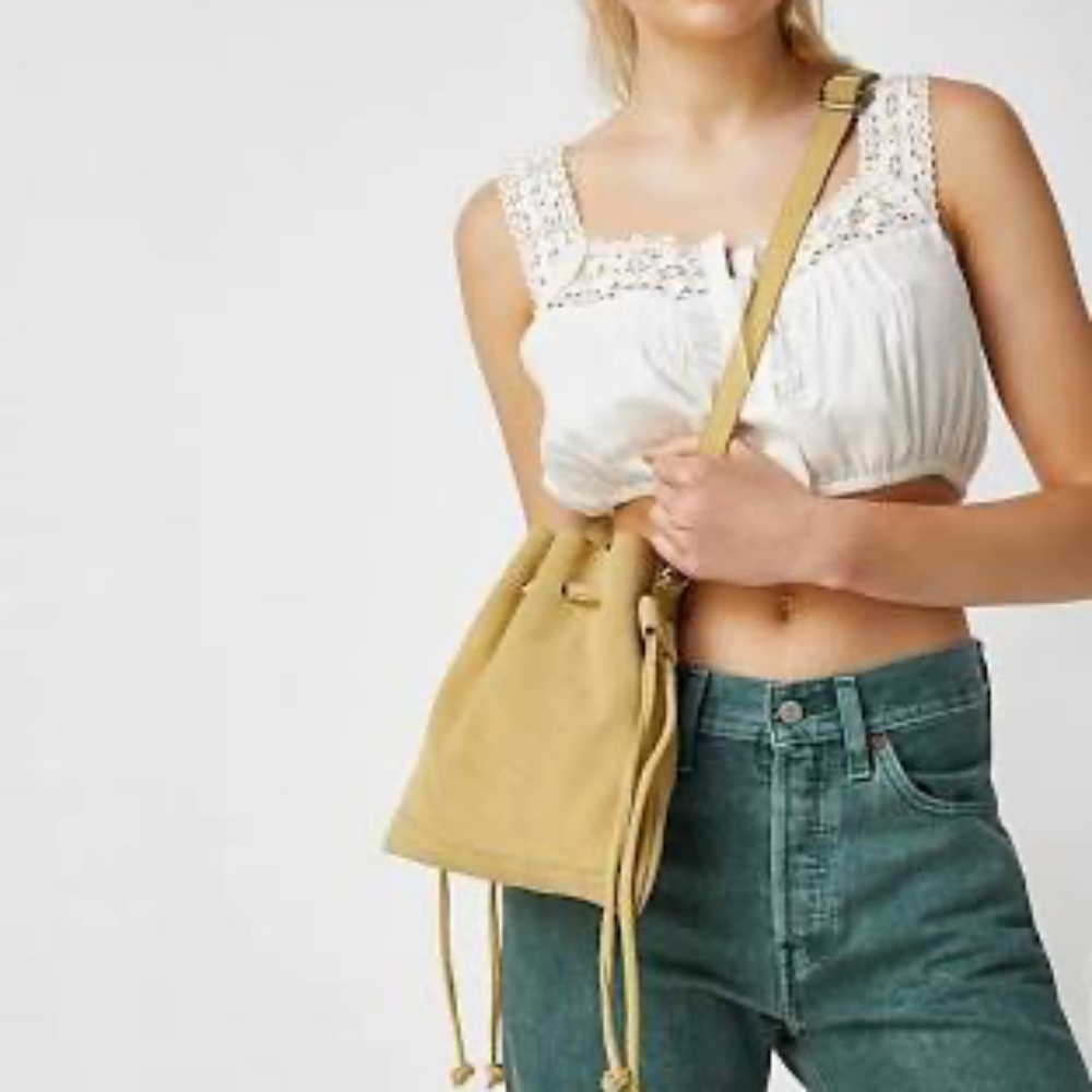 Free People Billie Suede Crossbody Purse (off beat lime)